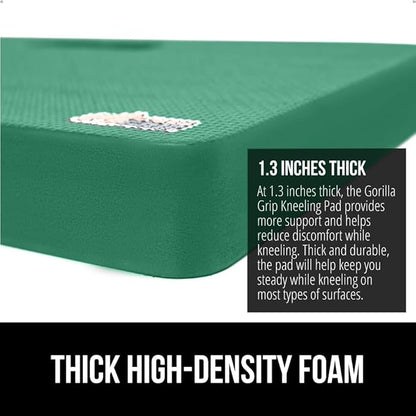 GORILLA GRIP Extra Thick Patent Pending Soft Foam Kneeling Pad, 2 PK, Supportive Large Cushion Knee Pads for Gardening, Baby Bath, Dirt and Water Resistant, Workout and Garden Supplies, 17.5x11, Green