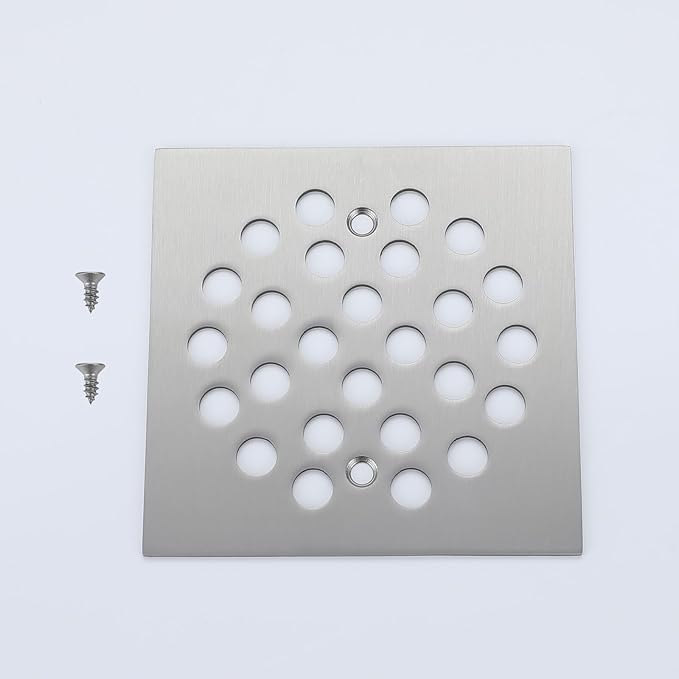 Square Style 4-1/4 inch Screw-in Shower Drainer Cover Floor Drainer Grates with Screws Brushed Nickel