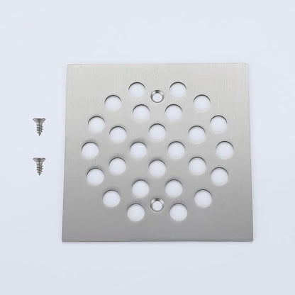 Square Style 4-1/4 inch Screw-in Shower Drainer Cover Floor Drainer Grates with Screws Brushed Nickel