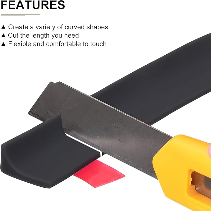 79"x0.8"x0.5" (LxWxH) Collapsible Shower Barrier Stopper - 1 Pack - Good for Bathroom Kitchen - L Shape Water Splash Guard Blocker - Black