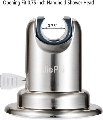 JiePai Vacuum Suction Cup Shower Head Holder,Adhesive Adjustable Suction Handheld Shower Holder Bracket,Removable Wall Mount Head Holder for Bathroom,Brushed Nickel