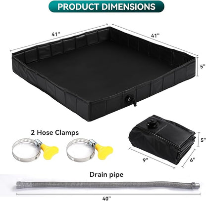 KRUI Camping Shower Base, Foldable Shower Tent Awning Base with Drain Hose to Keep Feet Clean, Portable Shower Pan for Indoor and Outdoor