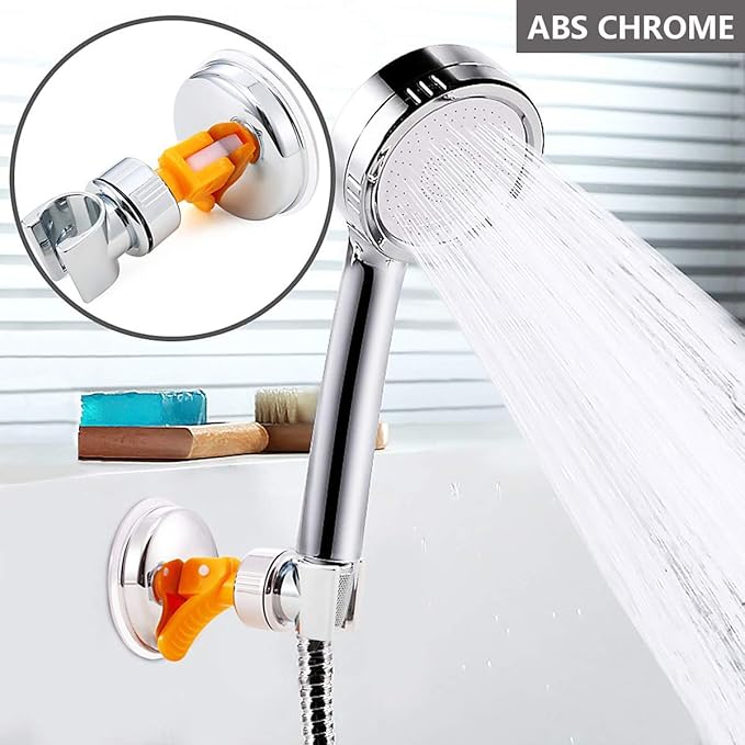Adjustable Shower Head Holder, Bathroom Suction Cup Handheld Shower Head Bracket, Removable Handheld Showerhead & Wall Mounted Suction Bracket (Yellow, 2)