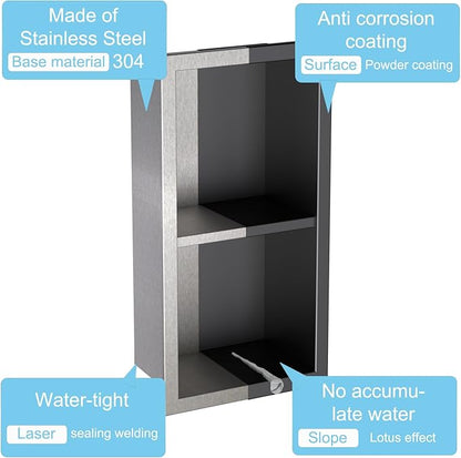 Shower Foot Rest for for Shaving Legs,Double Bathroom Selves Niche Insert for Footrest,Foot Holder Bathroomr,Stainless Steel 304，Matte Black,12.2 in x 4.8 in x 3.9 in