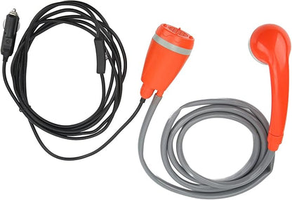 Portable Pump Shower Head, 12V Outdoor Shower with Powerful Water Flow 3.5L per Minute, for Camping Hiking RV Car Washing Pet Bathing