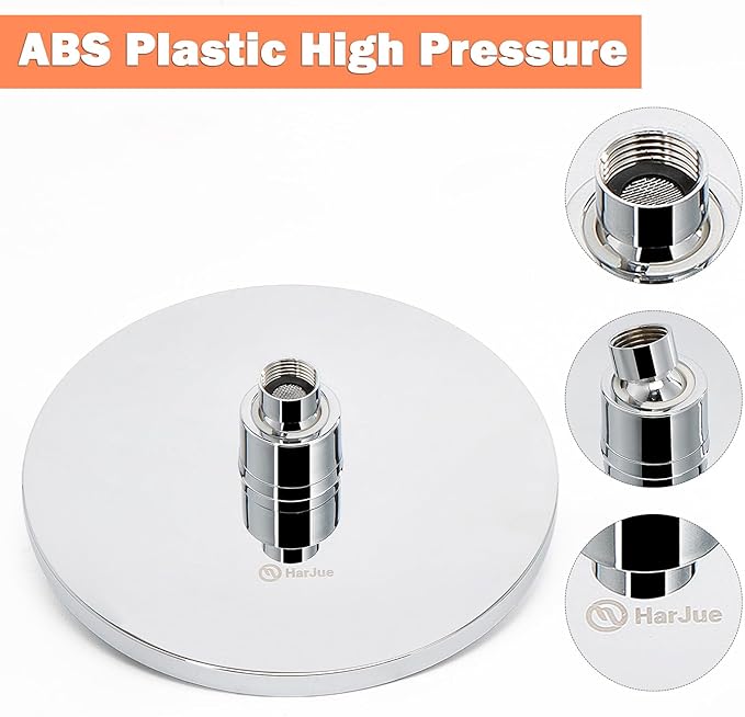 HarJue High Pressure Shower Head with 11 IN Adjustable Arm, Rainfall with Shower Arm-Make Water Flow Down Vertically for Better Bathing Experience(8 In, Chrome)
