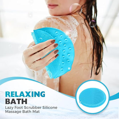 Silicone Shower Foot Scrubber Mat, 2025 Upgrade Shower Mat Slip Suction Cups Foot Scrubber for Men and Women (1 * Blue)