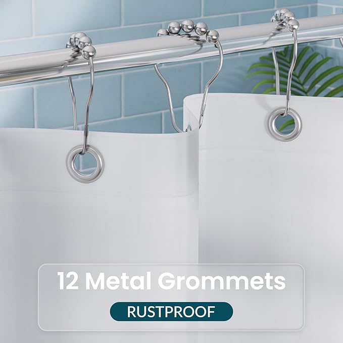 Titanker White Shower Curtain Liner 72 x 84 Extra Long Shower Liner Plastic Washable Shower Curtain Liner PEVA Shower Curtains for Bathroom with Magnets and Rustproof Metal Grommet Holes