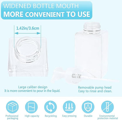 Foaming Soap Dispenser 15oz/450ml Clear Empty Foam Soap Dispensers, Square Refillable Plastic Foaming Hand Soap Dispenser Soap Pump for Liquid Soap, Shampoo, Body Wash(4 Pack)