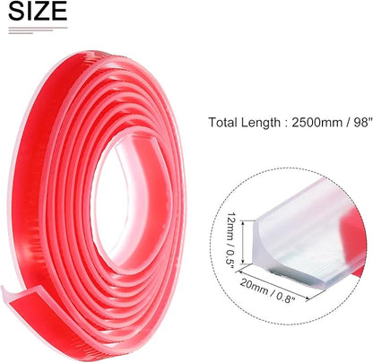 98"x0.8"x0.5" (LxWxH) Collapsible Shower Barrier Stopper - 1 Pack - Good for Bathroom Kitchen - L Shape Water Splash Guard Blocker - Clear