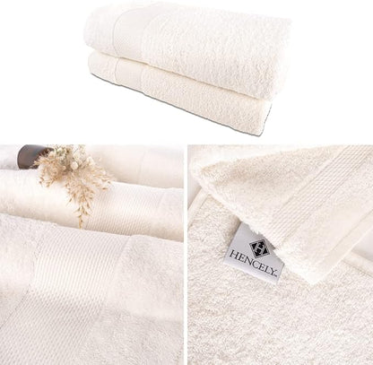 Hencely Bath Sheet Set of 2 - (35x64 Inches) - Luxury Extra Large Oversized Towels, 100% Cotton - Quick Dry, Highly Absorbent, Super Soft - Ideal for Spa, Hotel, Bathroom - (Bath Sheets 2 Pack, Ivory)