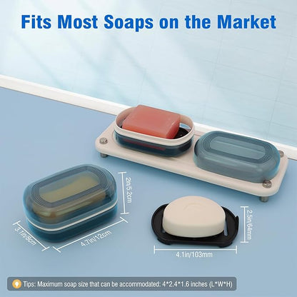 Travel Soap Container, Travel Soap Box with Removable Draining Layer for Camping, Gym (Blue Style A)
