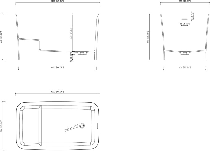 47" Stone Resin Freestanding Bathtub, Freestanding Bathtub with seat,Oval Solid Surface Japanese Soaking Bathtubs with Drain & Integrated Slotted Overflow Matte White MG003-1200