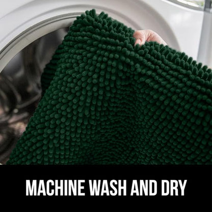 GORILLA GRIP Bath Rug Mat 30x20, Soft Absorbent Chenille, Quick Dry Microfiber Mats, Rubber Backing Washable Shower Floor Rugs, Bathmat Runner, US Designed Bathroom Decor Accessories Hunter Green