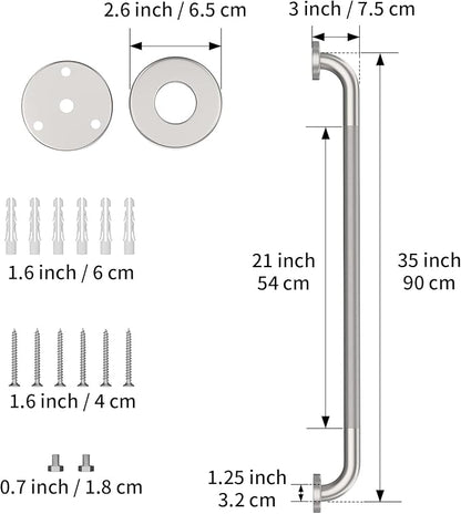 36 Inch Anti Slip Shower Grab Bar, Munzong Satin Brushed Nickel Bathroom Grab Bar, Knurled Bathroom Balance Bar,Safety Hand Rail Support Handicap Elderly Injury Senior Assist Bath Handle