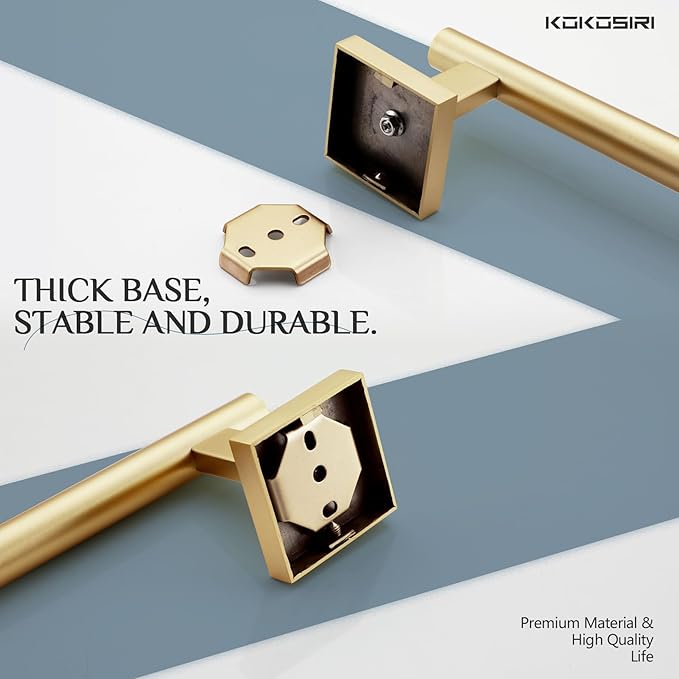 KOKOSIRI Bathroom Towel Bar Bath Towel Holders for Toilet Kitchen Cabinet Wall Mount 24 Inch Brushed Gold Stainless Steel B4005BG-L24