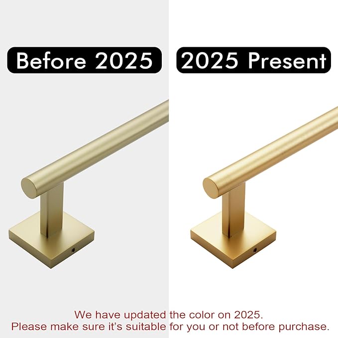 KOKOSIRI Bathroom Towel Bar Bath Towel Holders for Toilet Kitchen Cabinet Wall Mount 24 Inch Brushed Gold Stainless Steel B4005BG-L24