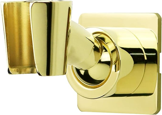 Shower Head Holder Handheld Shower Wand Holder Adjustable Shower Head Bracket Shower Wall Mount Holder, Polished Brass/Gold Finish, Drill Free Glue Installation