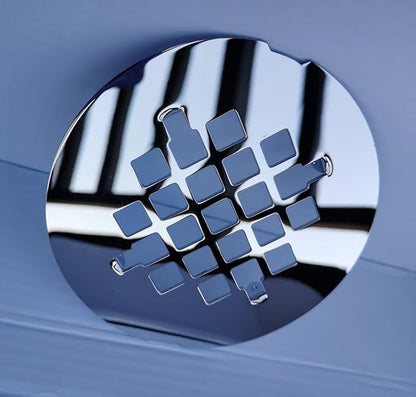 4-1/4 inches Snap-On Round Shower Drain Cover, Stainless Steel (Chrome)