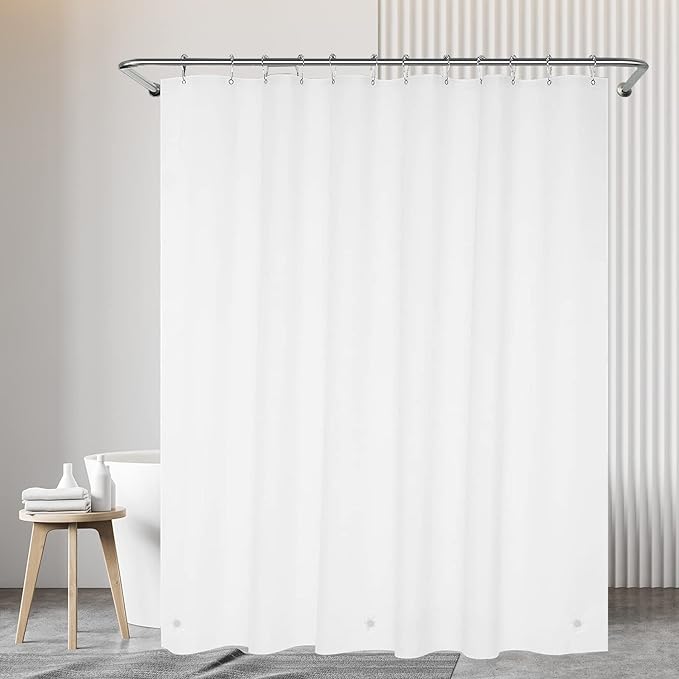 White Extra Wide Shower Curtain Liner 72 x 84 inch Plastic Shower Liner Washable Inside Shower Curtain Liner PEVA Shower Curtains for Bathroom with Magnets and Rustproof Metal Grommet Holes