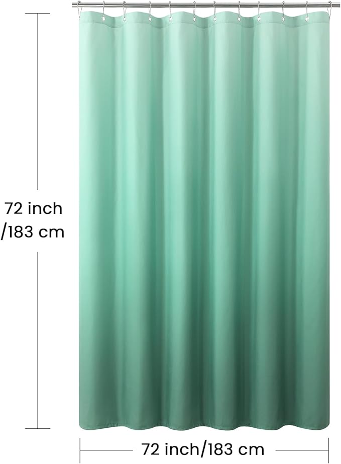 Fabric Shower Curtain, Green Ombre Cloth Shower Curtains for Bathroom, Modern Waterproof Bathroom Curtains, 72" W x 72" H