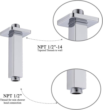 4 Inch Shower Arm with Flange, Ceiling Mounted Shower Head Extension Arm, Chrome