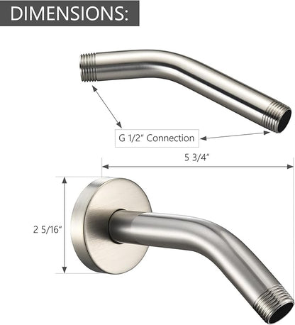 Wall Mounted Extention Shower Arm (Sold Includes Shower Arm Flange) for U4993-SS 6-inches, Brilliance Stainless