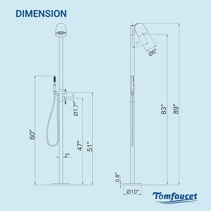 Freestanding Outdoor Shower Faucet Set, Outdoor Shower Kit with 3-Function Handheld Shower and Rain Shower, Stainless-Steel Outdoor Shower System for Patio, Pool, Garden - Brushed Nickel