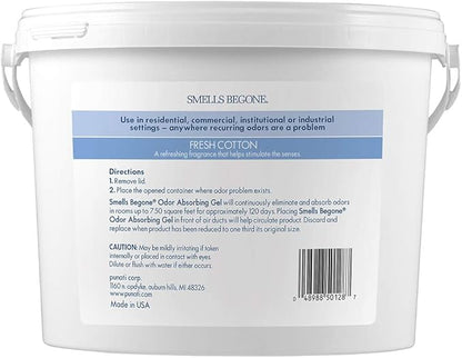 SMELLS BEGONE 1-Gallon Odor Absorber Gel - Air Freshener & Odor Eliminator for Homes, Garages & Commercial Buildings - Industrial Size - Fresh Cotton Scent