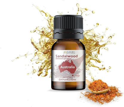 Sandalwood Essential Oil - Direct from Australian Oils of Nature - Steam Distilled - Aceite Esencial de Sándalo for Aromatherapy, Massage, Diffuser, DIY Candle and Soap Making - 5ml