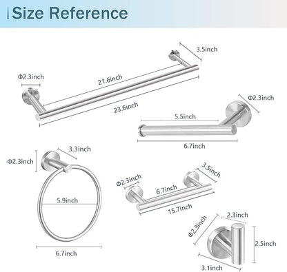 Cilee 10 Piece Brushed Nickel Bathroom Hardware Set, 24 inch Brushed Nickel Towel bar Towel Ring Toilet Paper Holder Robe Towel Hook, SUS304 Stainless Steel Bathroom Accessory Set