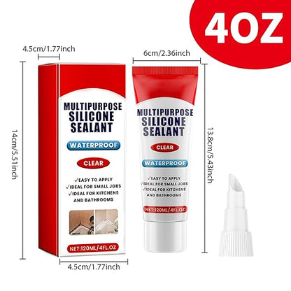 Clear Silicone Caulk, Silicone Sealant, Multipurpose, Waterproof Sealant, Ideal Choice for Small Repairs in Kitchens and Bathrooms(4 Oz)