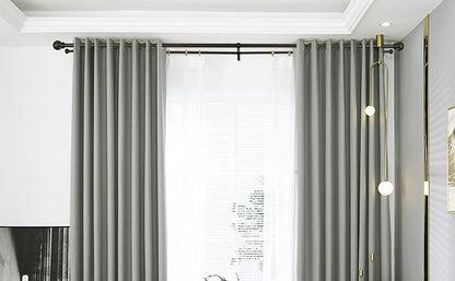 Double Curtain Rod 84 to 120 inch, Adjustable 1 inch Double Drapery Rod Rods for Windows and Doors with Ball Round Finials and Premium Aluminum Brackets Set (84-120",Matte Black)