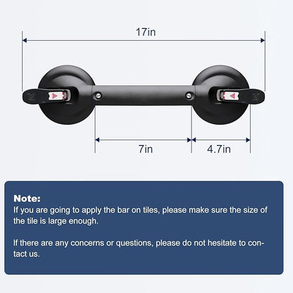 Suction Cup Grab Bars for Bathtubs and Bathroom, Tool Free Shower Handle, Grab Handle for Elderly Suction with Indicators, Shower Grab Bar for Seniors,Black