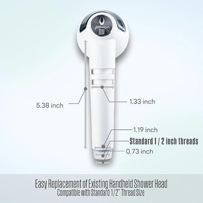 POSEION BT100 MS Filtered Shower Head – Handheld, High Pressure, Magnetized Sediment Filter, Ultrafine Water Stream, Spa-Like Comfort, Durable Build, Made in Korea