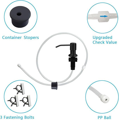 Soap Dispenser for Kitchen Sink, Kichen Sink SoapDispenser, 47" Extension Tube kit, Under Sink Soap Dispenser Pump, No Need More Refills, Good Suction Power, Black