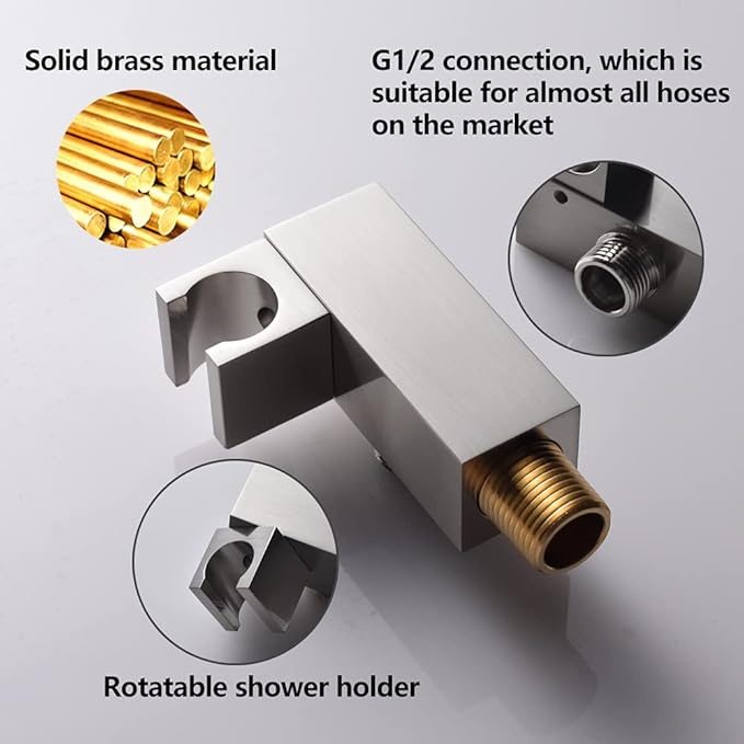 Brushed Nickel Solid Brass Shower Wand High Pressure Handheld Shower Head Detachable with 59inch Stainless Steel Shower Hose and Adjustable Bracket Set