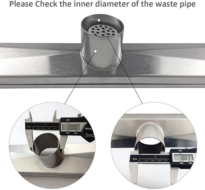 Neodrain 36-Inch Linear Shower Drain with Tile Insert Grate,Brushed 304 Stainless Steel Rectangle Shower Floor Drain, Linear Drain with Leveling Feet, Hair Strainer