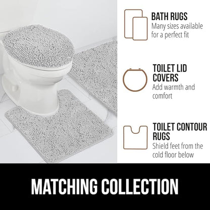 GORILLA GRIP Bath Rug Mat 44x26, Soft Absorbent Chenille, Quick Dry Microfiber Mats, Rubber Backing Washable Shower Floor Rugs, Bathmat Runner, US Designed Bathroom Home Decor Accessories Light Gray