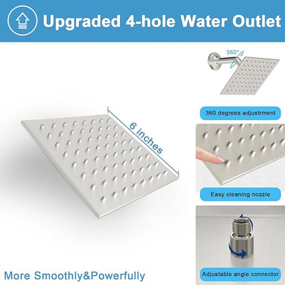 Digital Display Dual Head Shower system Rain Shower System Shower Wall Mount 10 Inch Ceiling Shower Head with 6 Inch Shower Head with shower handheld(Brushed Nickel)