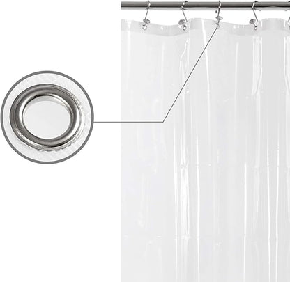 Barossa Design Shower Curtain Liner with 6 Magnets - Heavy Duty PEVA Plastic Shower Curtain for Bathroom, Waterproof Vinyl & See Through Bath Liner, Metal Grommets - Clear, 72x72