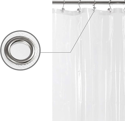Barossa Design Short Shower Curtain or Liner with 6 Weighted Magnets, 72 x 66 inch Length, Heavy Duty PEVA, Waterproof, PVC Free, 12 Metal Grommets, Clear, 72x66