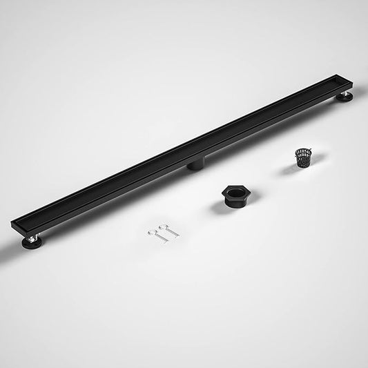 Linear Shower Drain 48", Matte Black Floor Drain with Tiled Insert Grate & Hair Strainer, 304 Stainless Steel Bathroom 2-in-1 Tiled in Drain, CUPC Certified (Matte Black, 48'')
