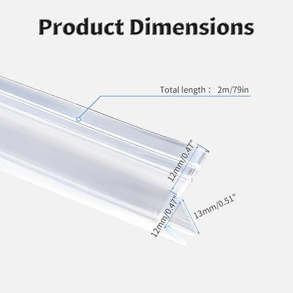 Shower Door Side Seal Strip,79 Inch F-Type Frameless Shower Door Seal, F-Type Shower Door Sweep for 15/32"(12mm) Thick Glass