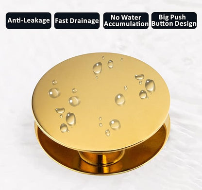 Artiwell Universal Bathroom Sink Drain Stopper, Fits Most Pop-Up Drains for Vessel Sink Lavatory Vanity, Sink Drain Strainer with Detachable Hair Catcher, Tested by Plumber in US (Polished Brass)