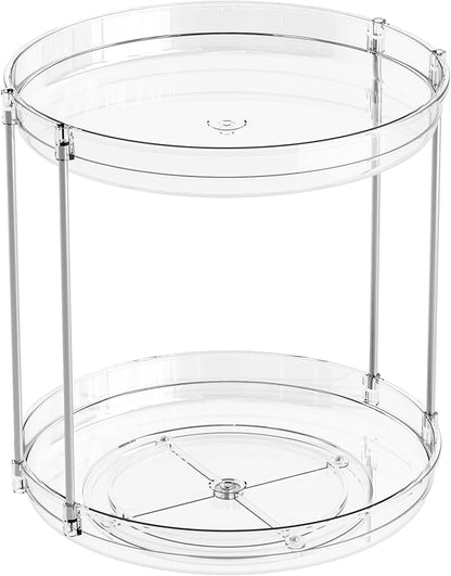 Yieach Clear 360 Rotating Bathroom Counter Organizer,2 Tier Spinning Perfume Organizer and Makeup Tower for Lotion,Hair,Face Skincare Beauty Products,Tiered Lazy Susan and Makeup Organizers for Vanity