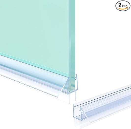 Shower Door Bottom Seal Strip, 2PCS Seal Strip, Clear PVC, 36" Length, Fits 10mm Thick Glass, Prevents Leaks, Easy Installation, No Adhesive Required (Clear, 39in for 3/8"(10mm) Door)