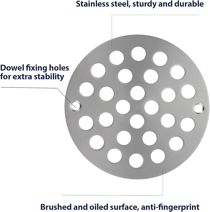 4 Inch Shower Drain Cover,Round Screw-in Floor Drain Cover,Easy-to-Install Replacement Cover