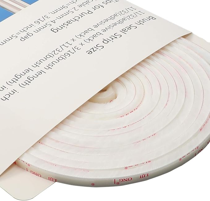 TORRAMI Fuzzy Brush Seal Weatherstripping for Window and Door 11/32 inch x 11/32 inch x 16 ft, Self-Adhesive Felt Insulation Sealing Strip Wind Dust Draft Insect Proof, White