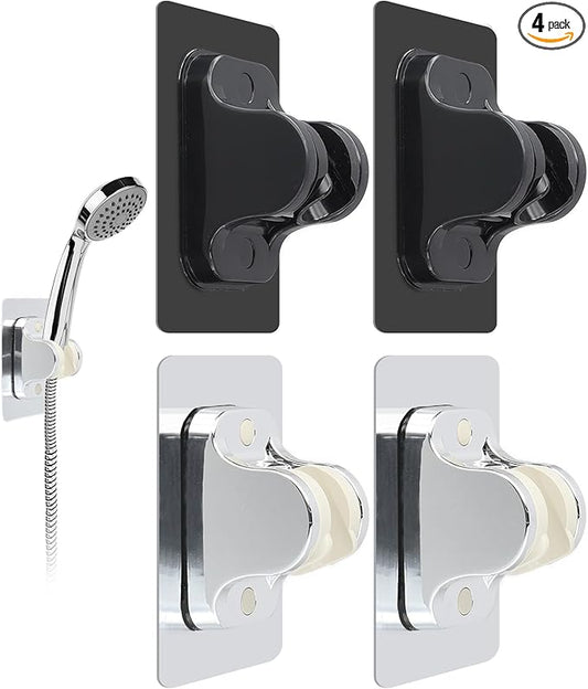 4PCS Shower Head Holder Strong Adhesive Adjustable, Waterproof Shower Hand Held Sprayer Holder Wall Mount